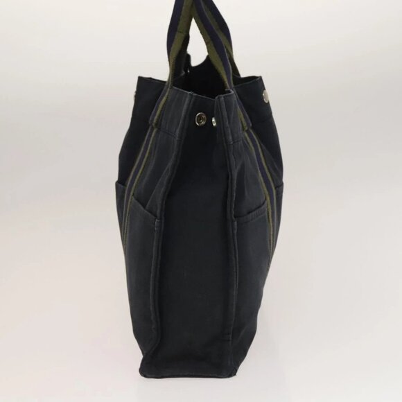 HERMES Fourre Tout MM Tote Bag Canvas 2Set Navy Black - Picture 11 of 16